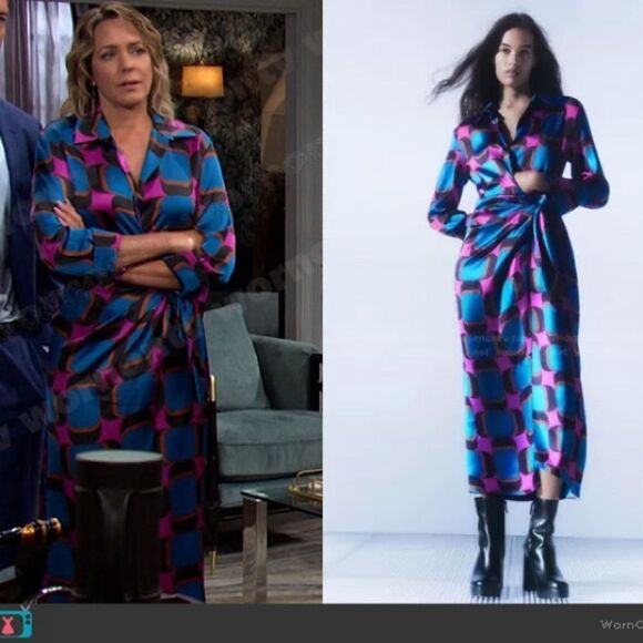 Zara Blue and Pink Patterned Dress - Picture 10 of 13